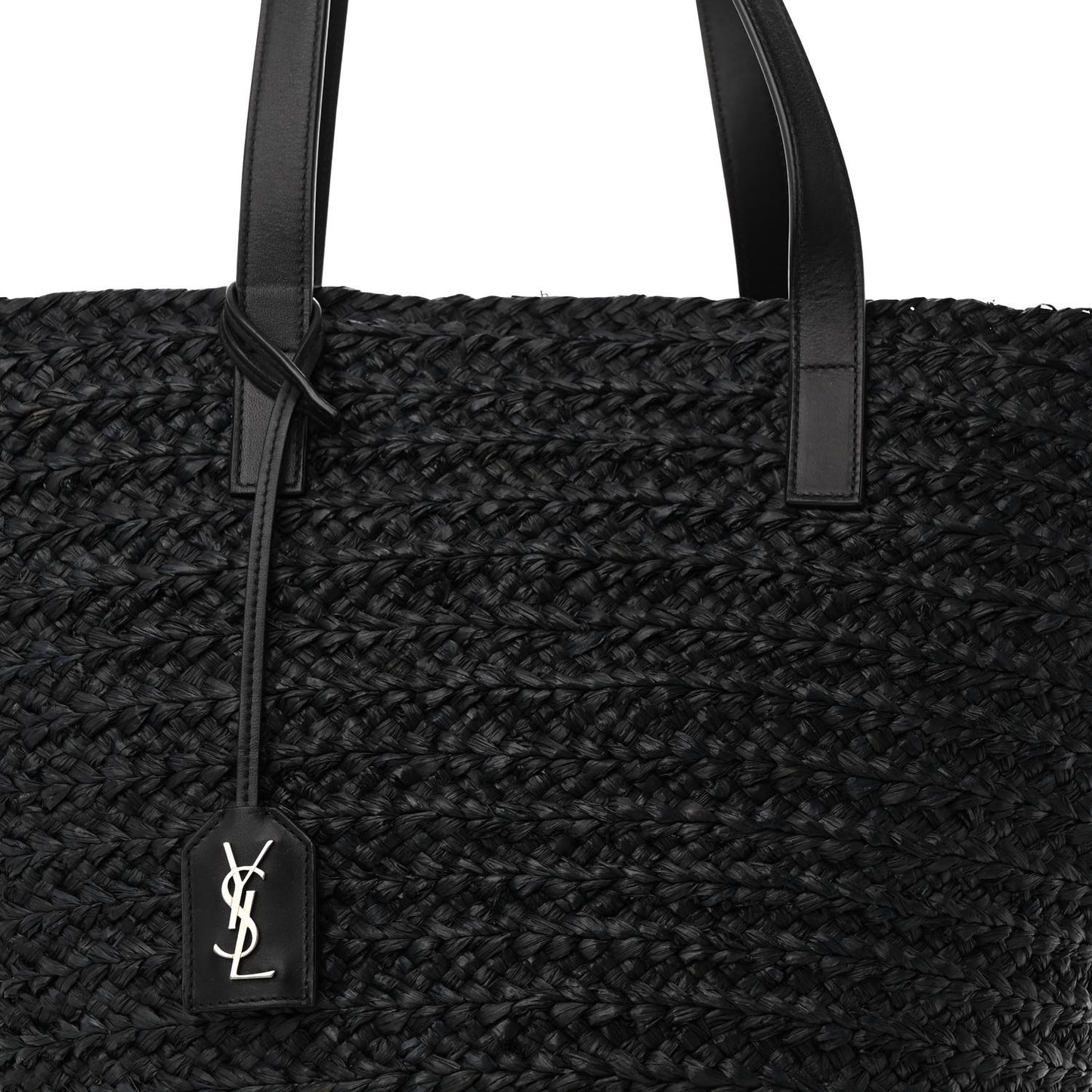 Raffia Medium Panier Bag Black