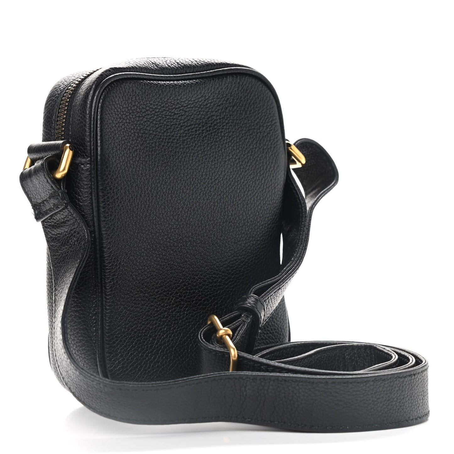 Grained Calfskin Mini Logo Messenger Bag Black