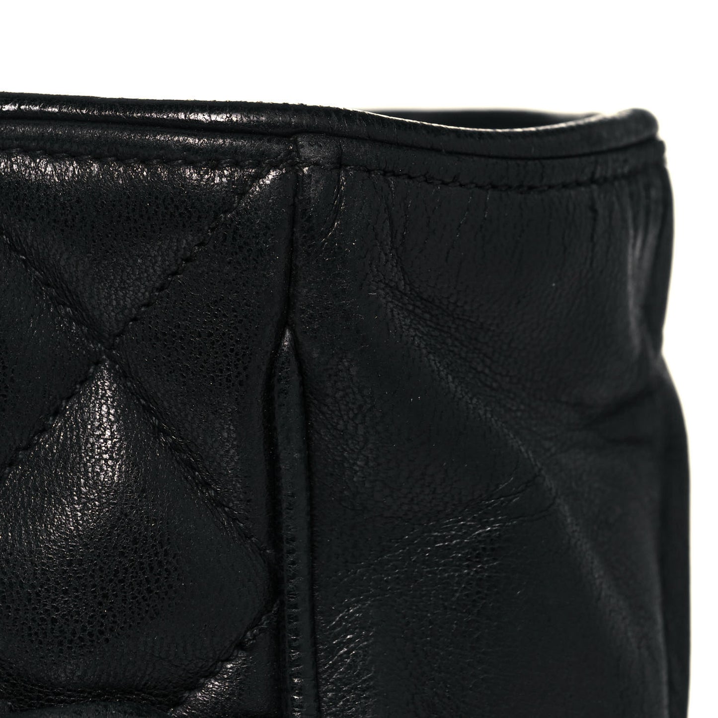Lambskin Quilted Shopping Tote Black