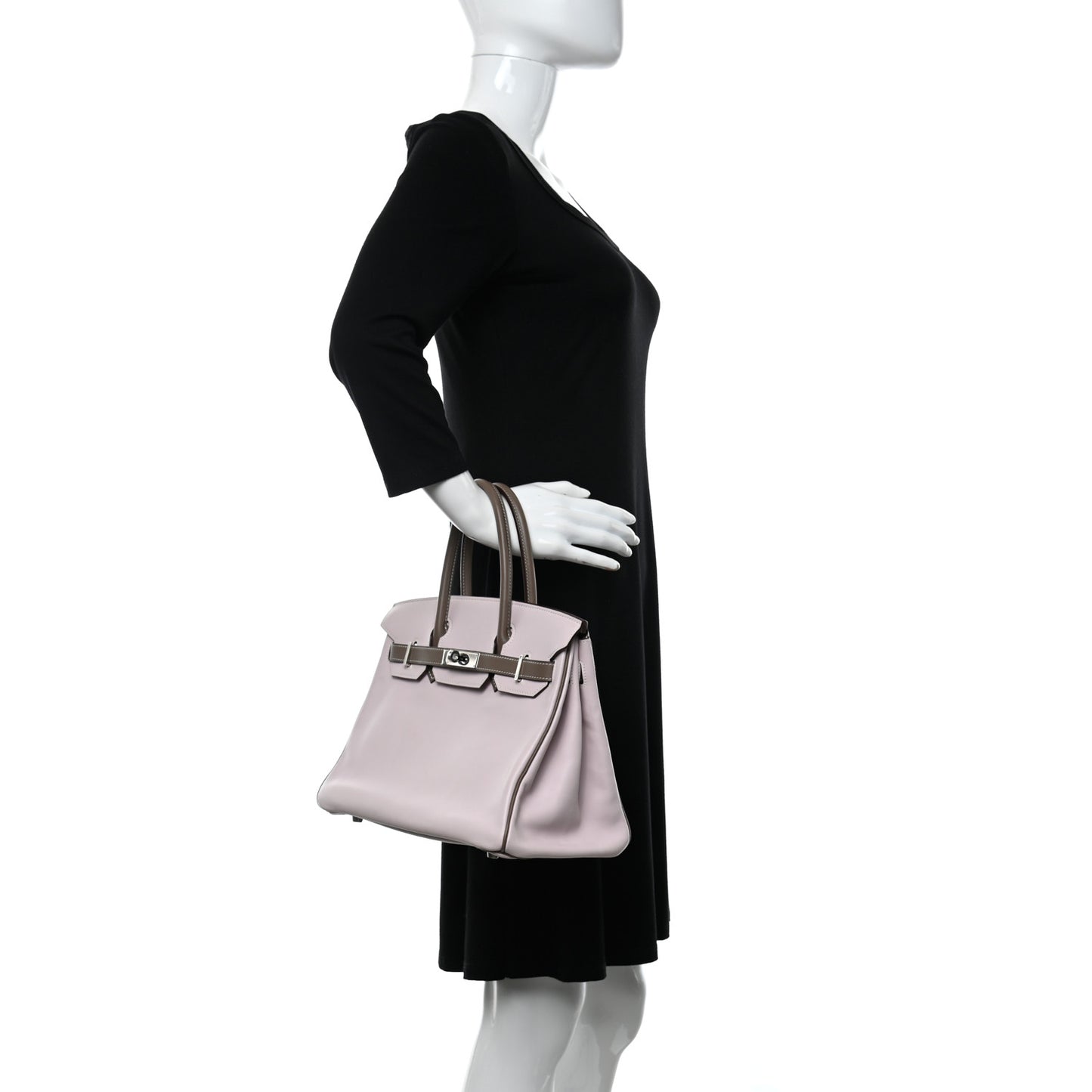 Swift Horseshoe Bi-Color Birkin 30 Rose Dragee Etoupe