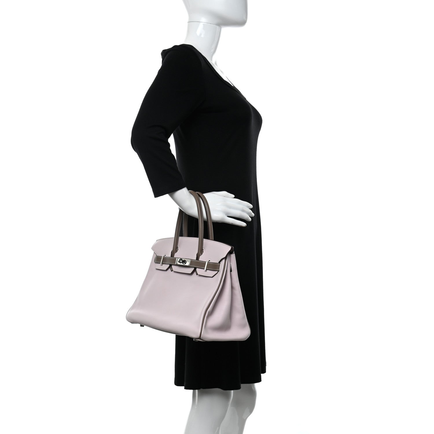 Hermes Swift Horseshoe Bi-Color Birkin 30 Rose Dragee Etoupe 2 of 10
