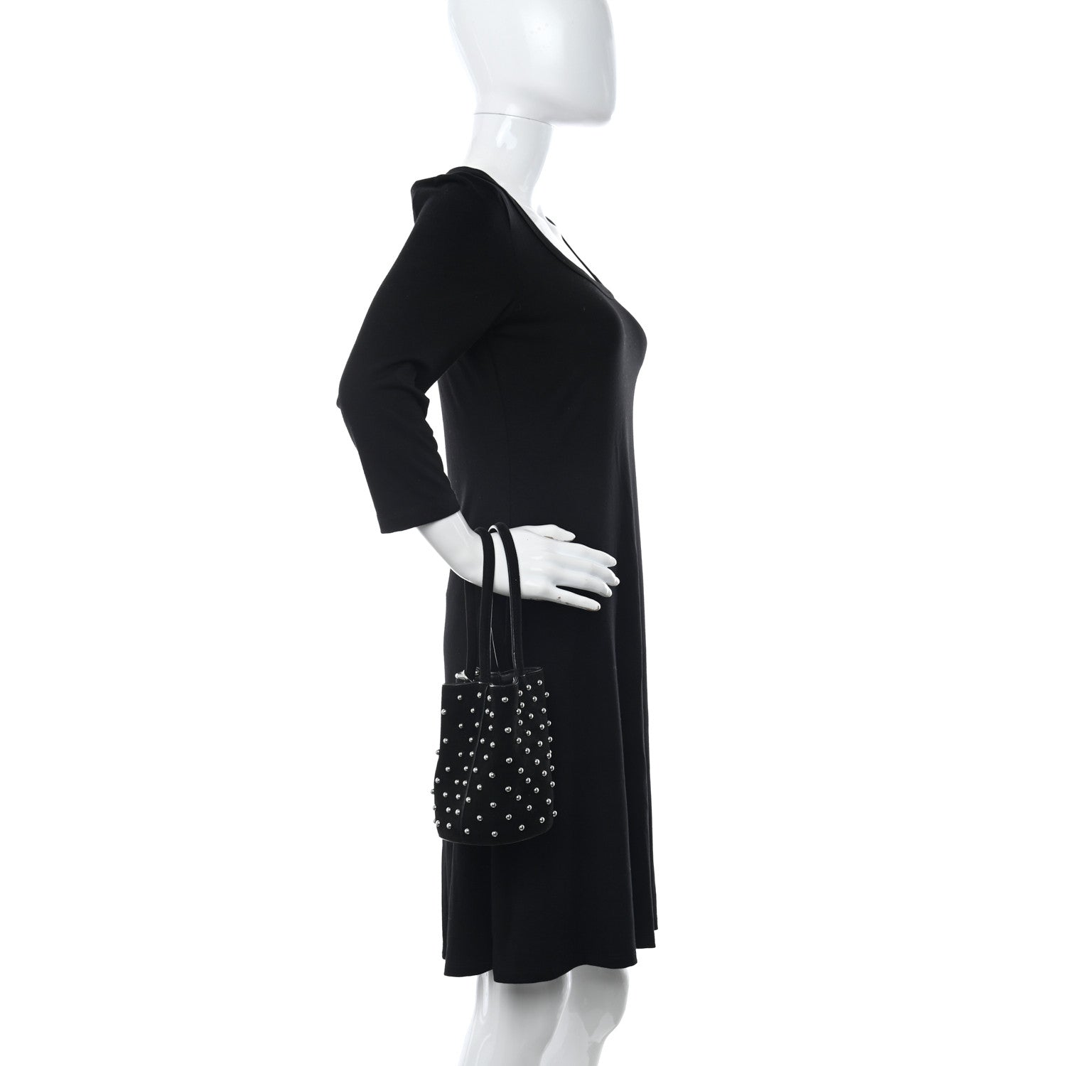Alexander Wang Suede Studded Mini Roxy Bucket Bag Black 2 of 10