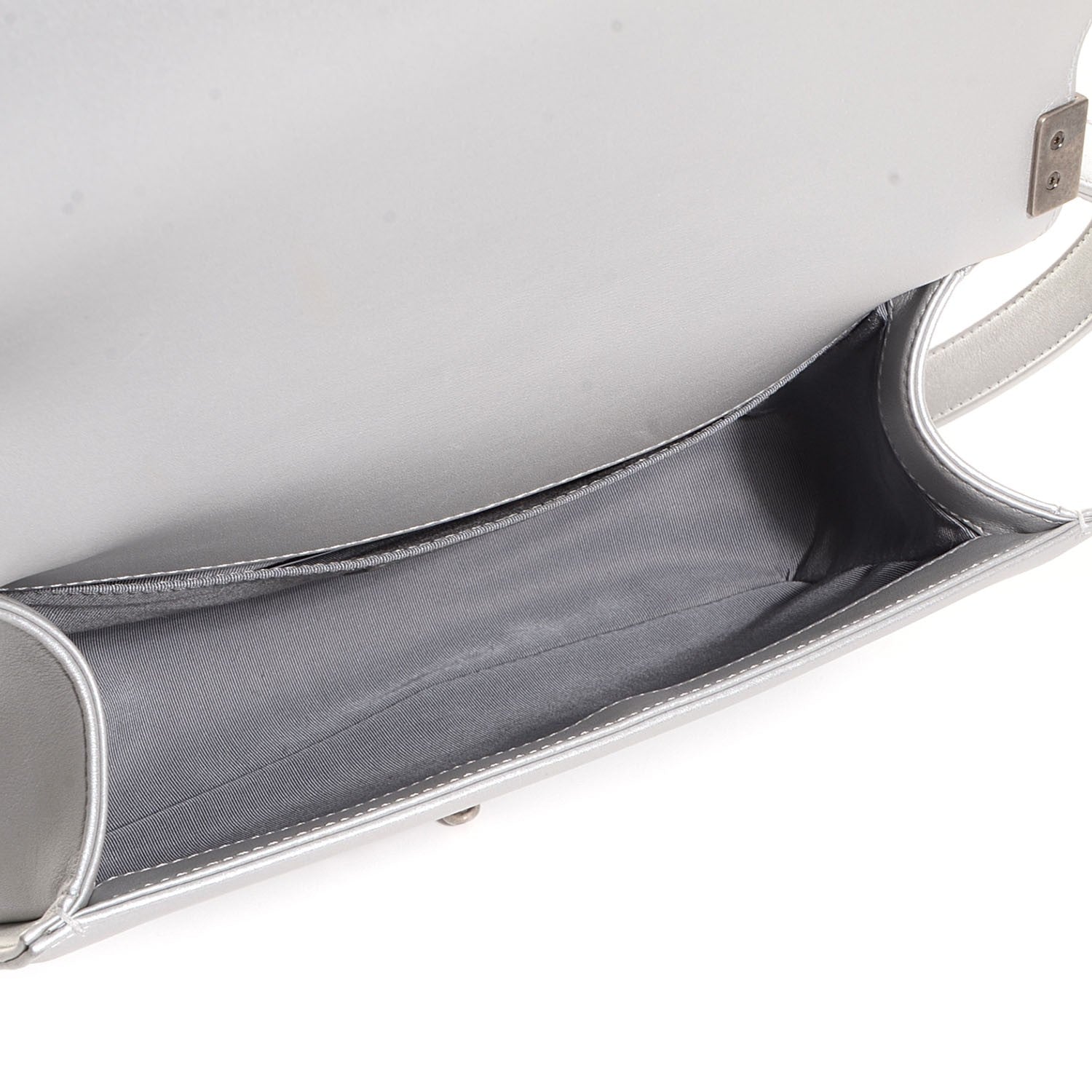 Chanel Metallic Calfskin Quilted Medium Boy Flap Silver 5 of 9