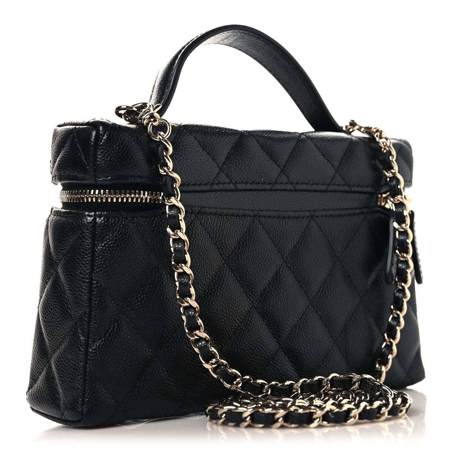 Chanel Caviar Quilted Top Handle Slim Vanity With Chain Black 3 of 11