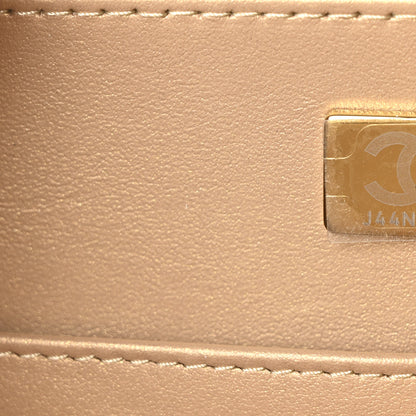Chanel Lambskin Quilted Golden Plate Vanity Case White Gold 7 of 10