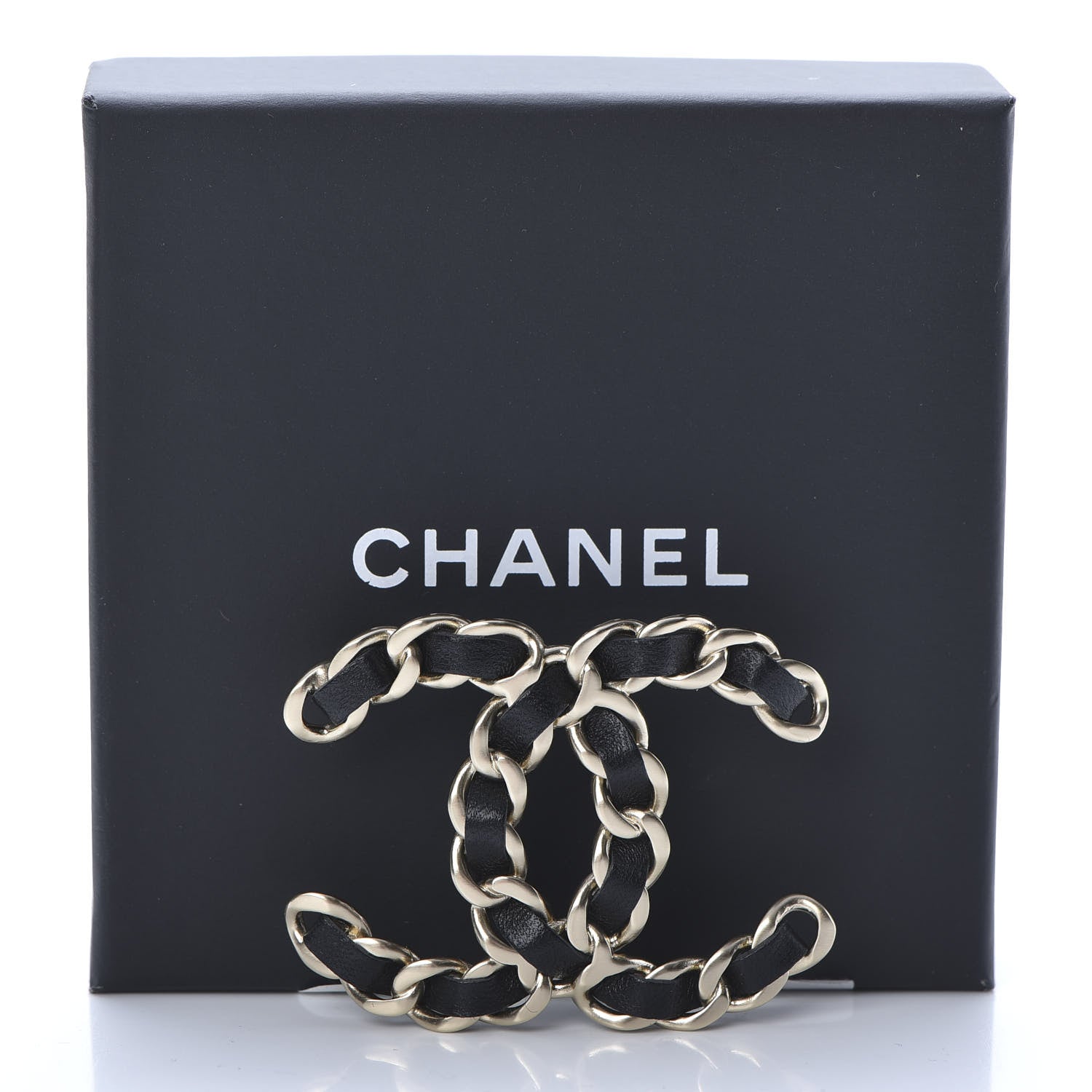 Chanel Lambskin Chain CC Brooch Black Gold 5 of 5