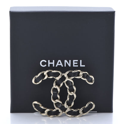 Chanel Lambskin Chain CC Brooch Black Gold 5 of 5