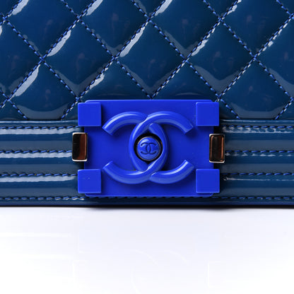 Chanel Patent Calfskin Quilted Medium Plexiglass Boy Flap Blue 8 of 12