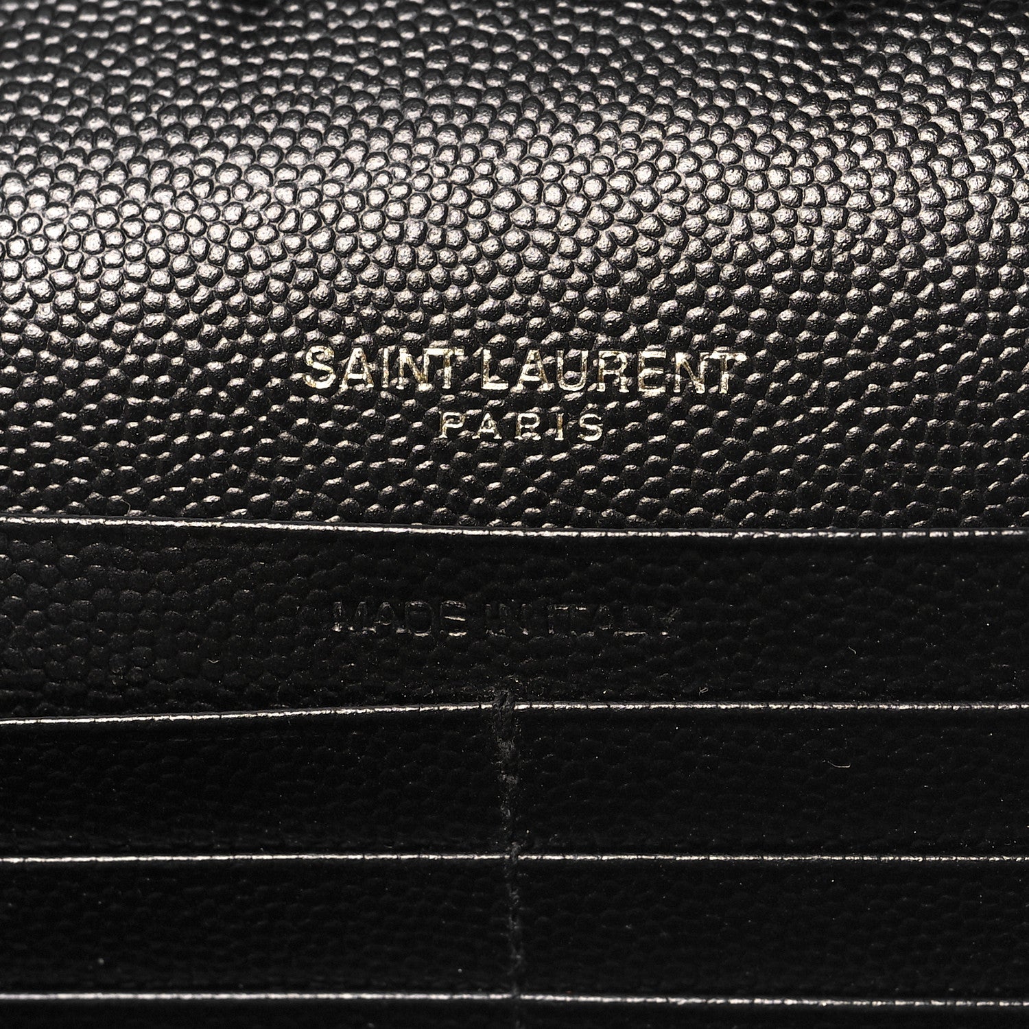 Saint Laurent Grain De Poudre Matelasse Chevron Monogram Chain Wallet Black 6 of 10
