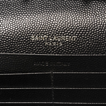 Saint Laurent Grain De Poudre Matelasse Chevron Monogram Chain Wallet Black 6 of 10