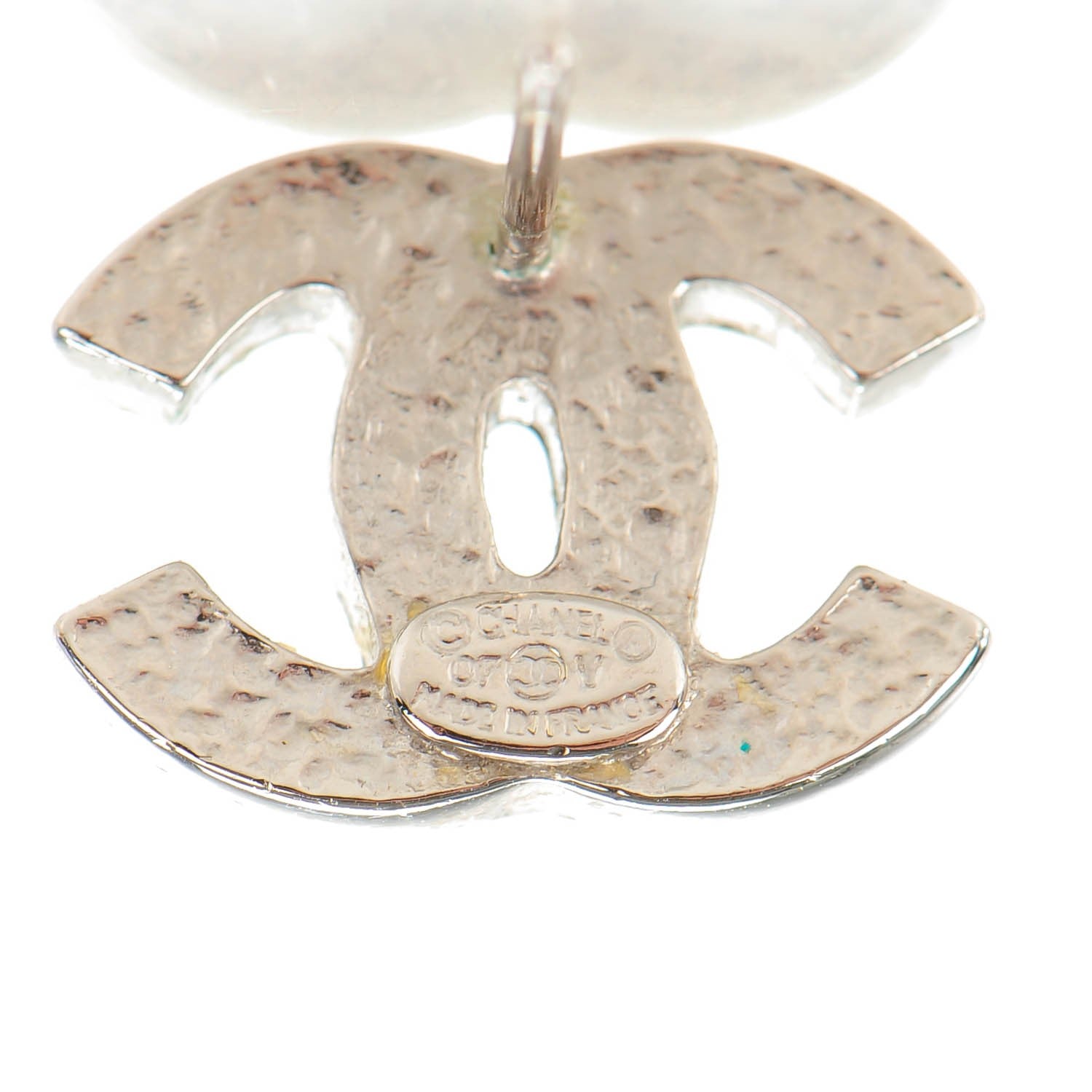 Chanel Crystal Timeless CC Earrings Silver 4 of 5