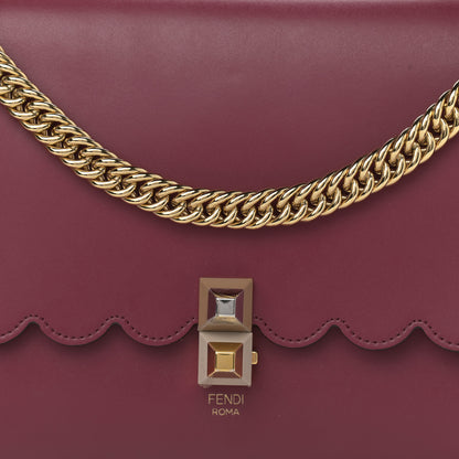 Fendi Vitello Liberty Scalloped Studded Kan I Shoulder Bag Black Cherry 8 of 11