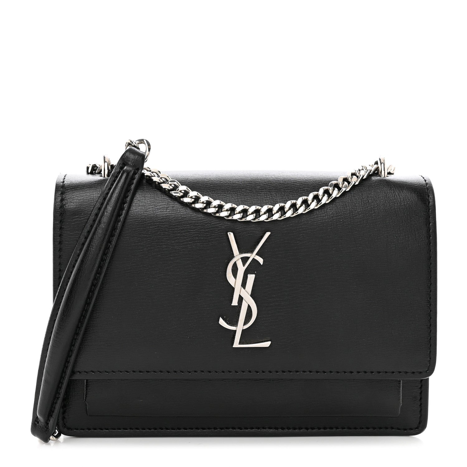 Saint Laurent Calfskin Monogram Sunset Chain Wallet Sunset Black 1 of 12