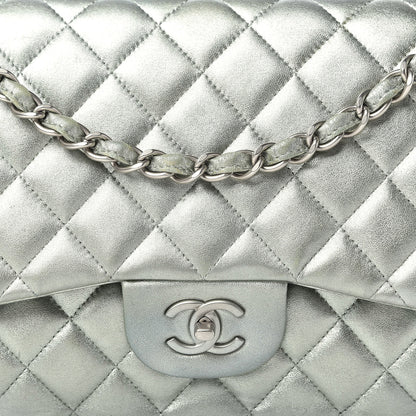Chanel Metallic Lambskin Quilted Jumbo Double Flap Green 7 of 12
