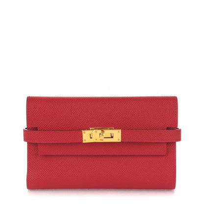 Hermes Epsom Kelly Medium Wallet Rouge Casaque 1 of 16