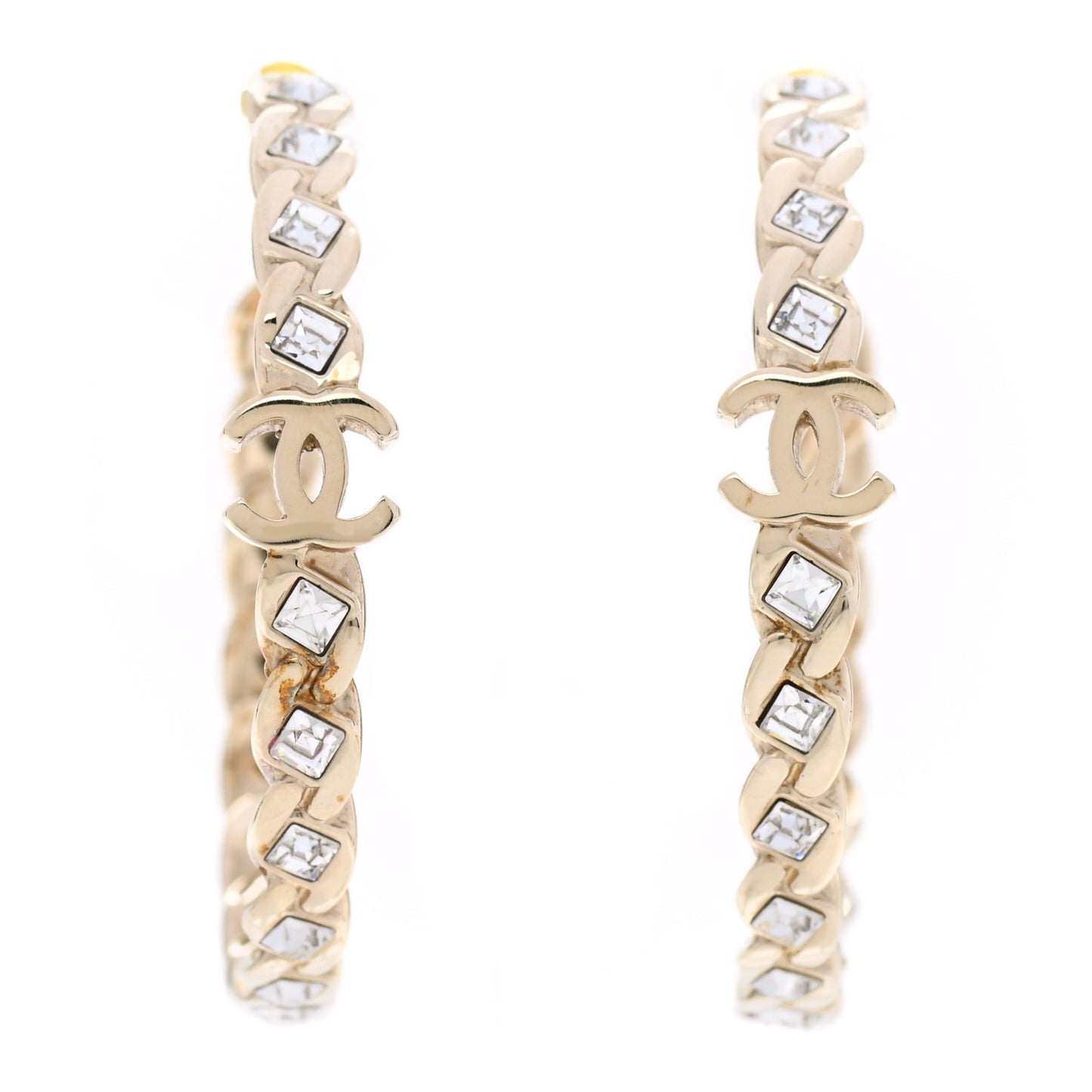 Crystal CC Hoop Earrings Gold