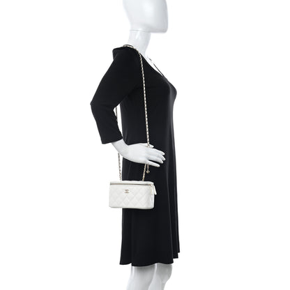 Chanel Lambskin Quilted Enamel CC Pearl Crush Small Vanity Case With Chain White 2 of 10