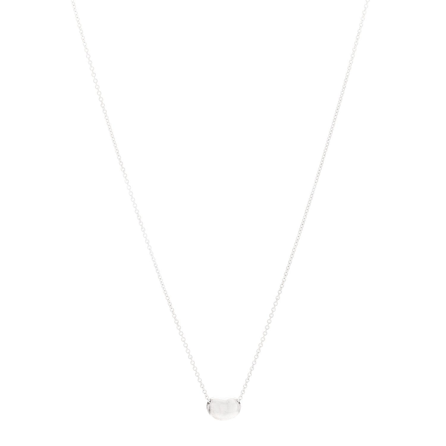 Tiffany Sterling Silver 9mm Elsa Peretti Bean Pendant Necklace 1 of 4