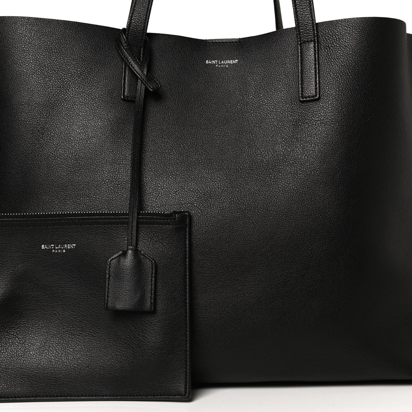 Calfskin Large Fringe Shopping Tote Black