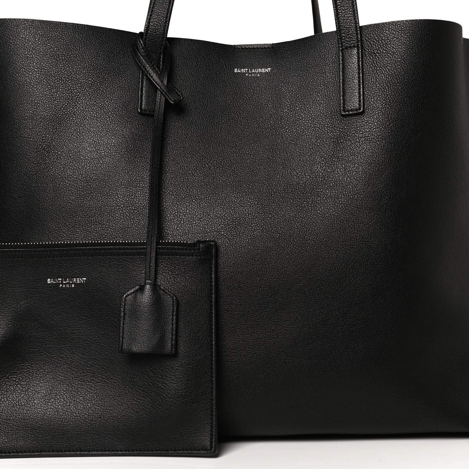 Saint Laurent Calfskin Large Fringe Shopping Tote Black 8 of 15