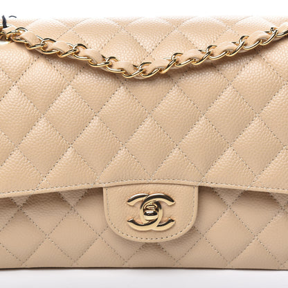 Chanel Caviar Quilted Medium Double Flap Light Beige 9 of 10