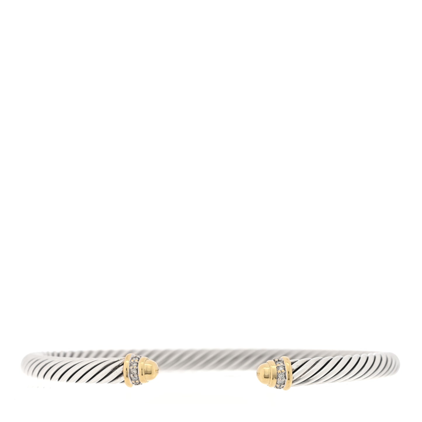 Sterling Silver 18K Yellow Gold Diamond 5mm Dome Cable Classics Bracelet