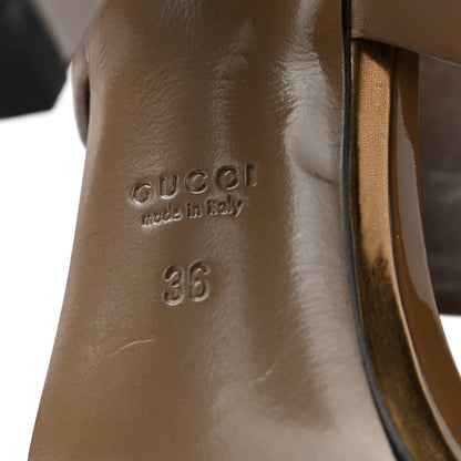 Gucci Patent Kid Scamosciato Babylon Ankle Strap Sandal Pumps 36 Marron Glace 6 of 8