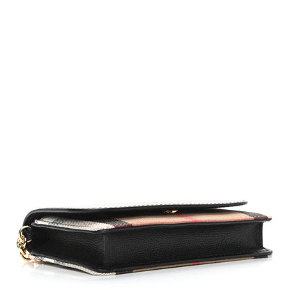 Burberry Derby Calfskin House Check Wallet On Chain Black 3 of 4