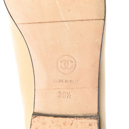 Chanel Lambskin Cap Toe CC Ballerina Flats 36.5 Beige Black 7 of 10