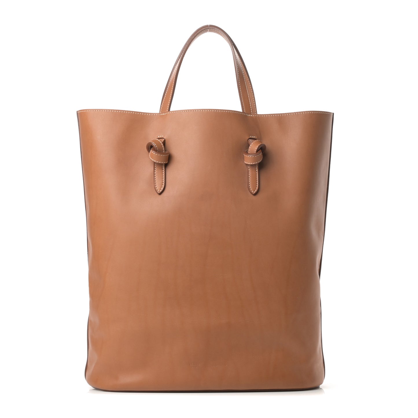 Supple Calfskin Tie Knot Twisted Tote Tan