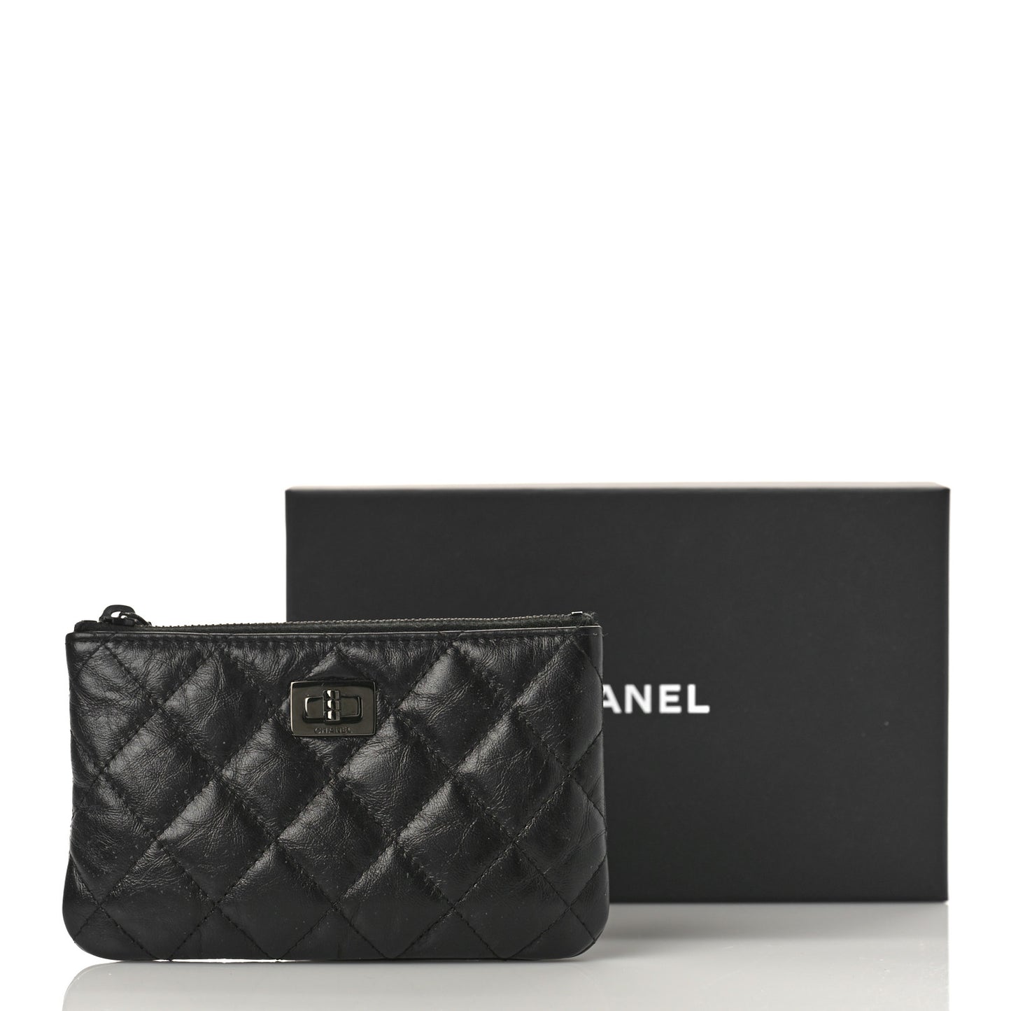 Aged Calfskin Quilted Small Reissue Cosmetic Case So Black