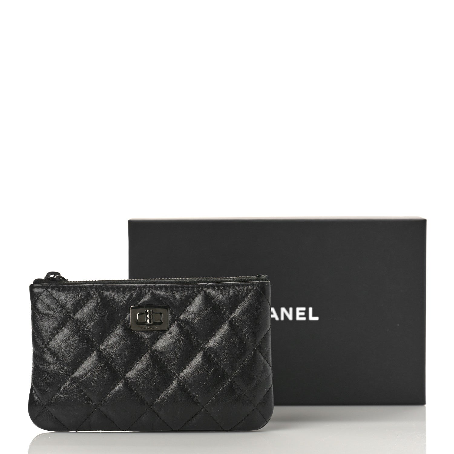 Chanel Aged Calfskin Quilted Small Reissue Cosmetic Case So Black 9 of 9