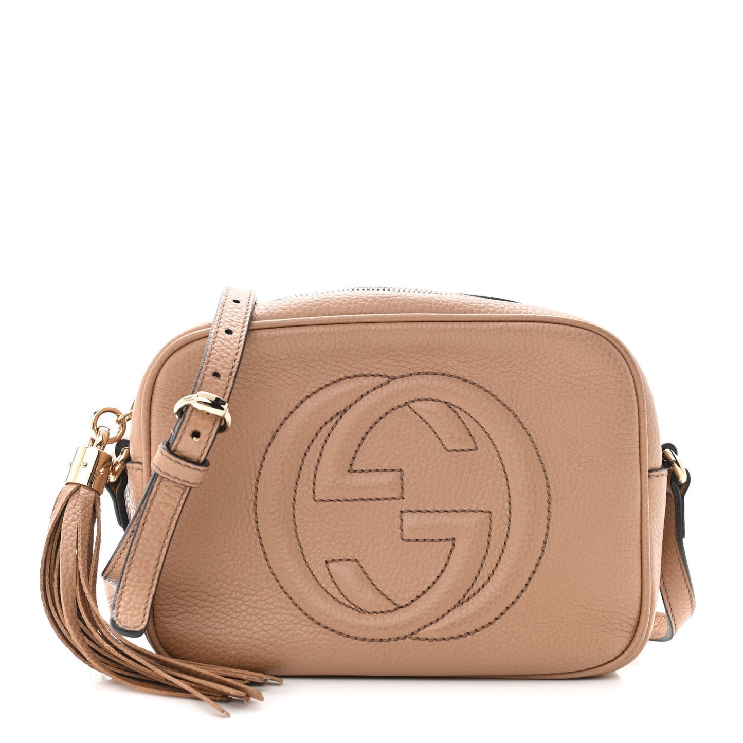 Pebbled Calfskin Small Soho Disco Bag Camelia