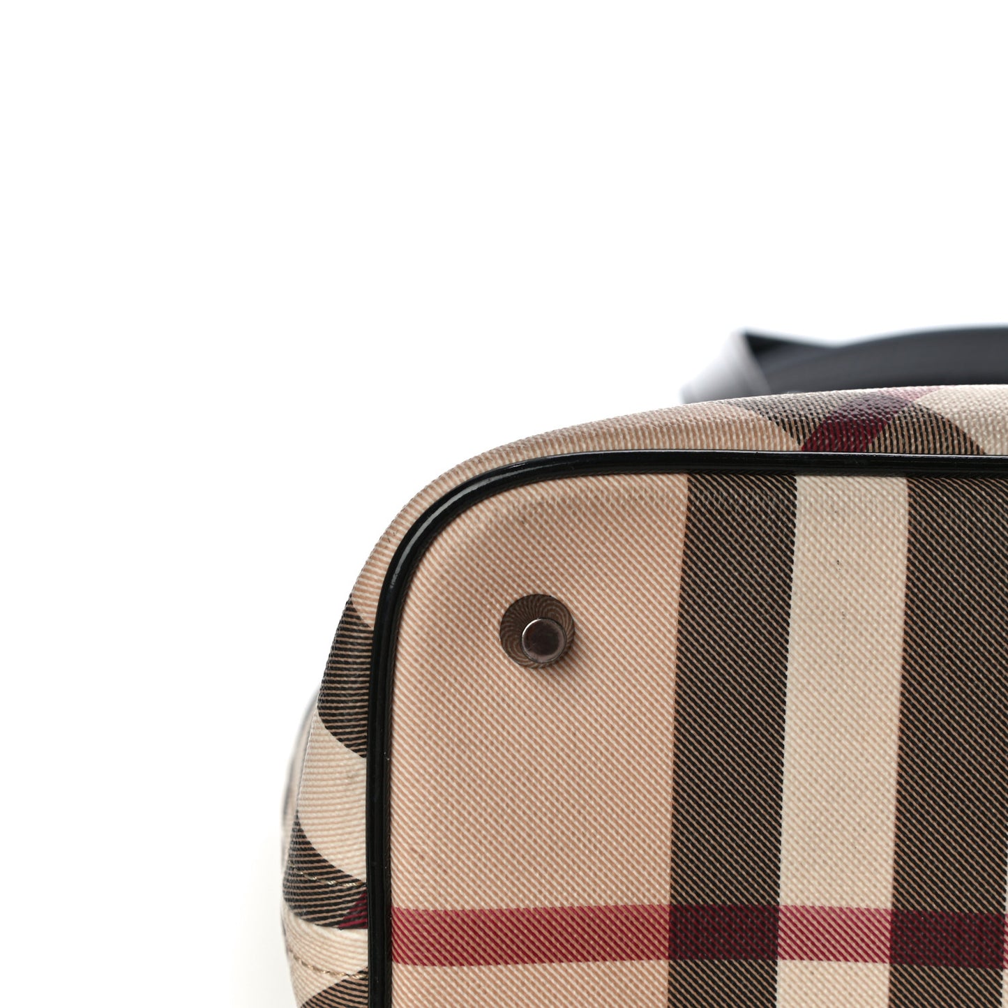 Nova Check Patent Trim Shopper Tote Black