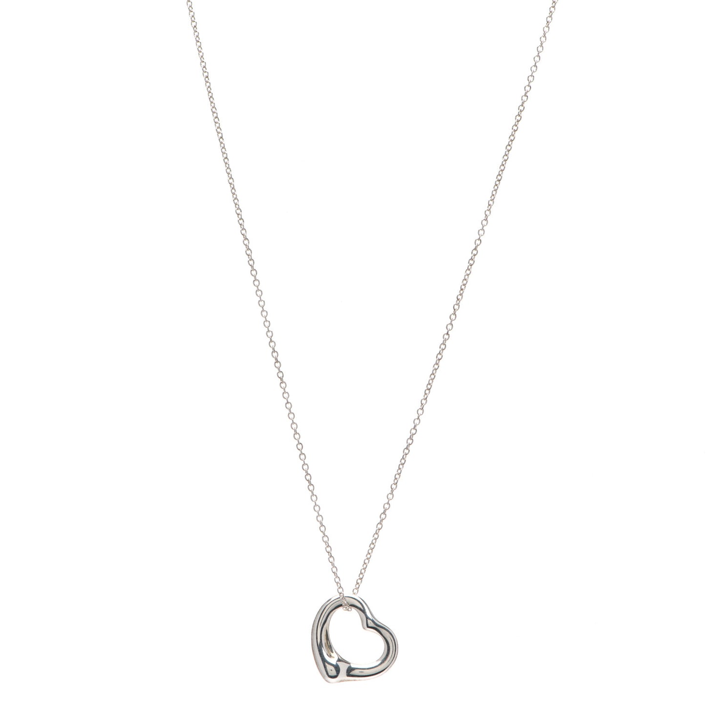 Sterling Silver 16mm Elsa Peretti Open Heart Pendant Necklace