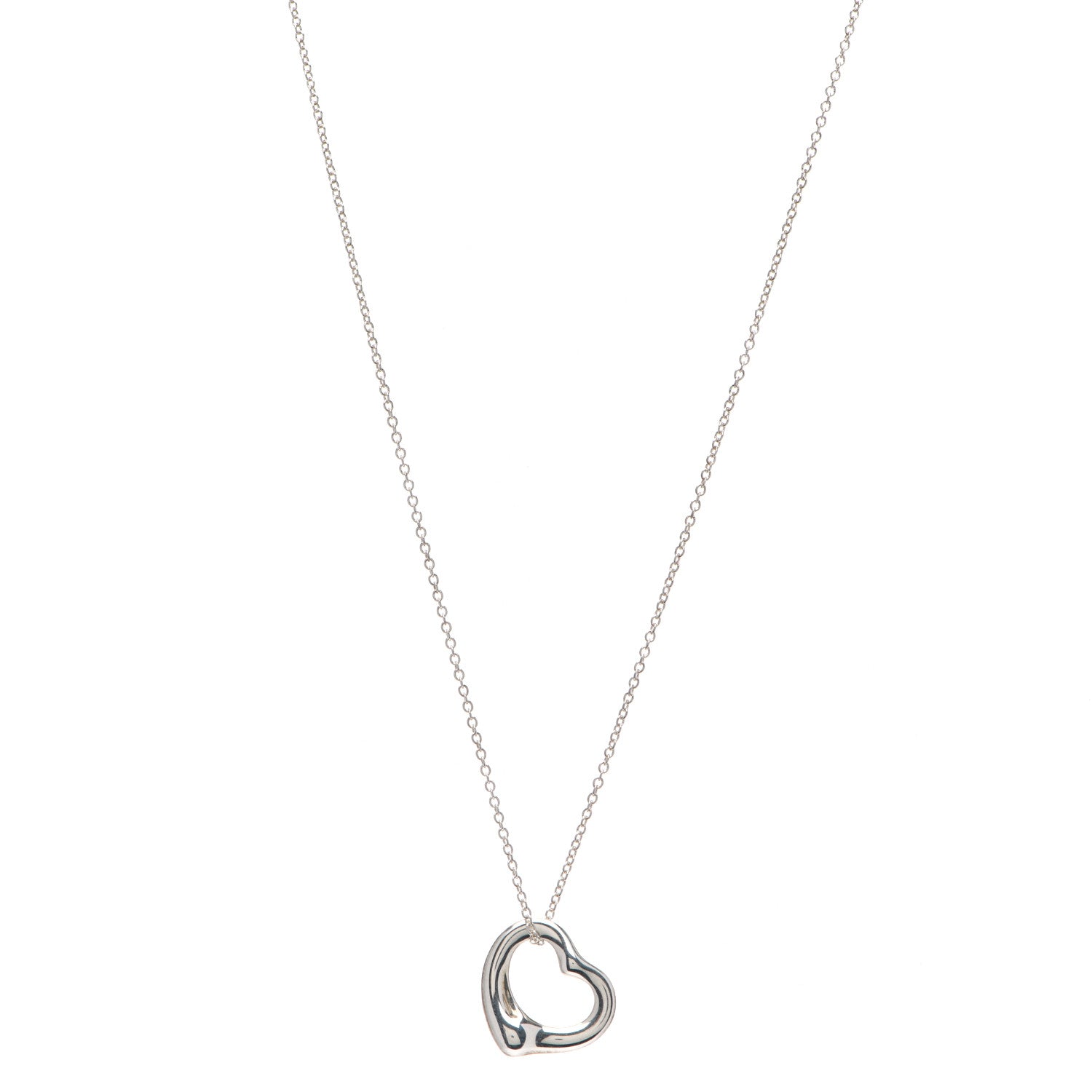 Tiffany Sterling Silver 16mm Elsa Peretti Open Heart Pendant Necklace 1 of 4