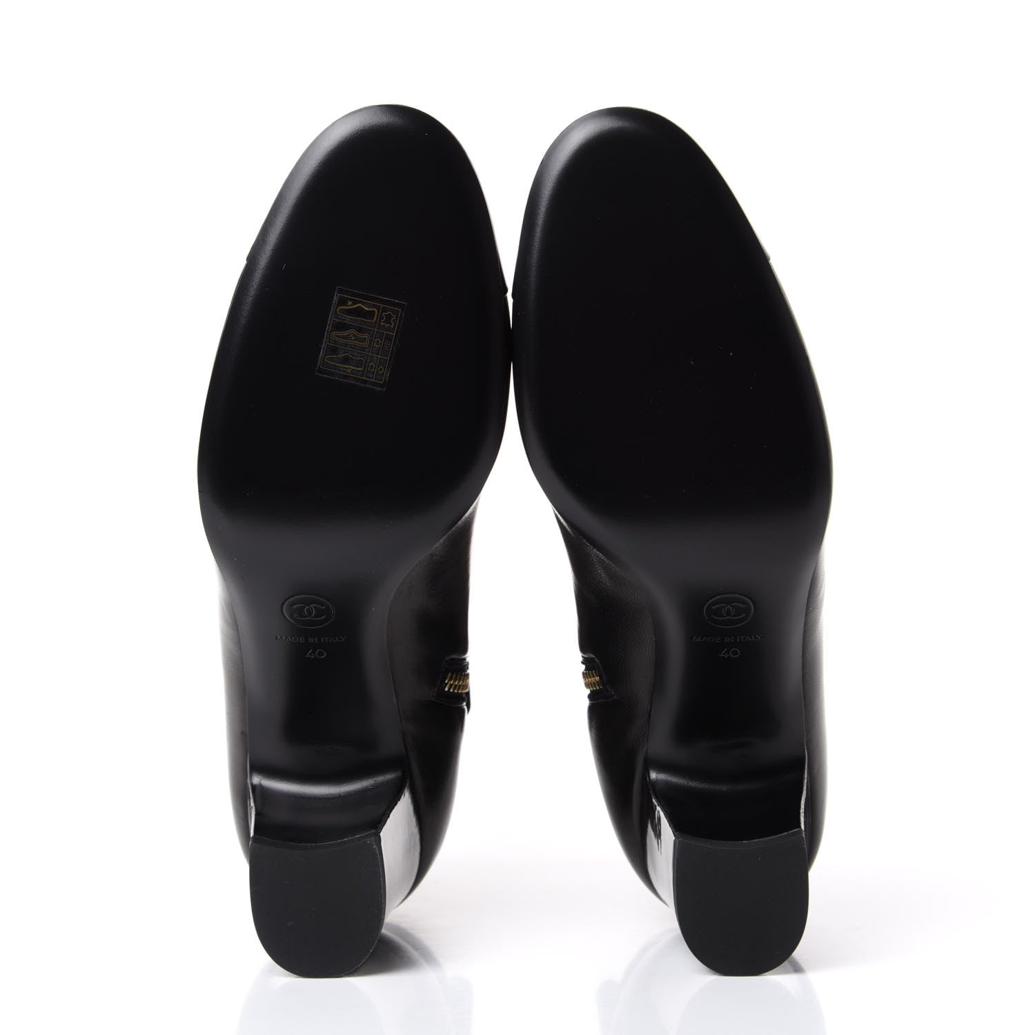 Chanel Lambskin Patent Cap Toe CC Turnlock Ankle Boots 40 Black 6 of 11