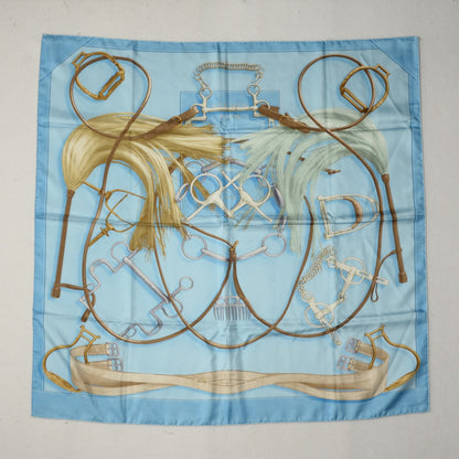 Hermes Silk Projets Carres Scarf 90 Bleu Ciel 2 of 14