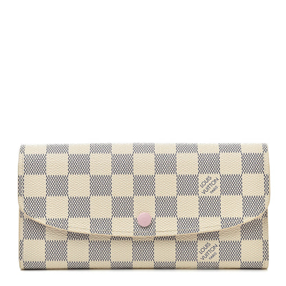 Louis Vuitton Damier Azur Emilie Wallet Rose Ballerine 1 of 8