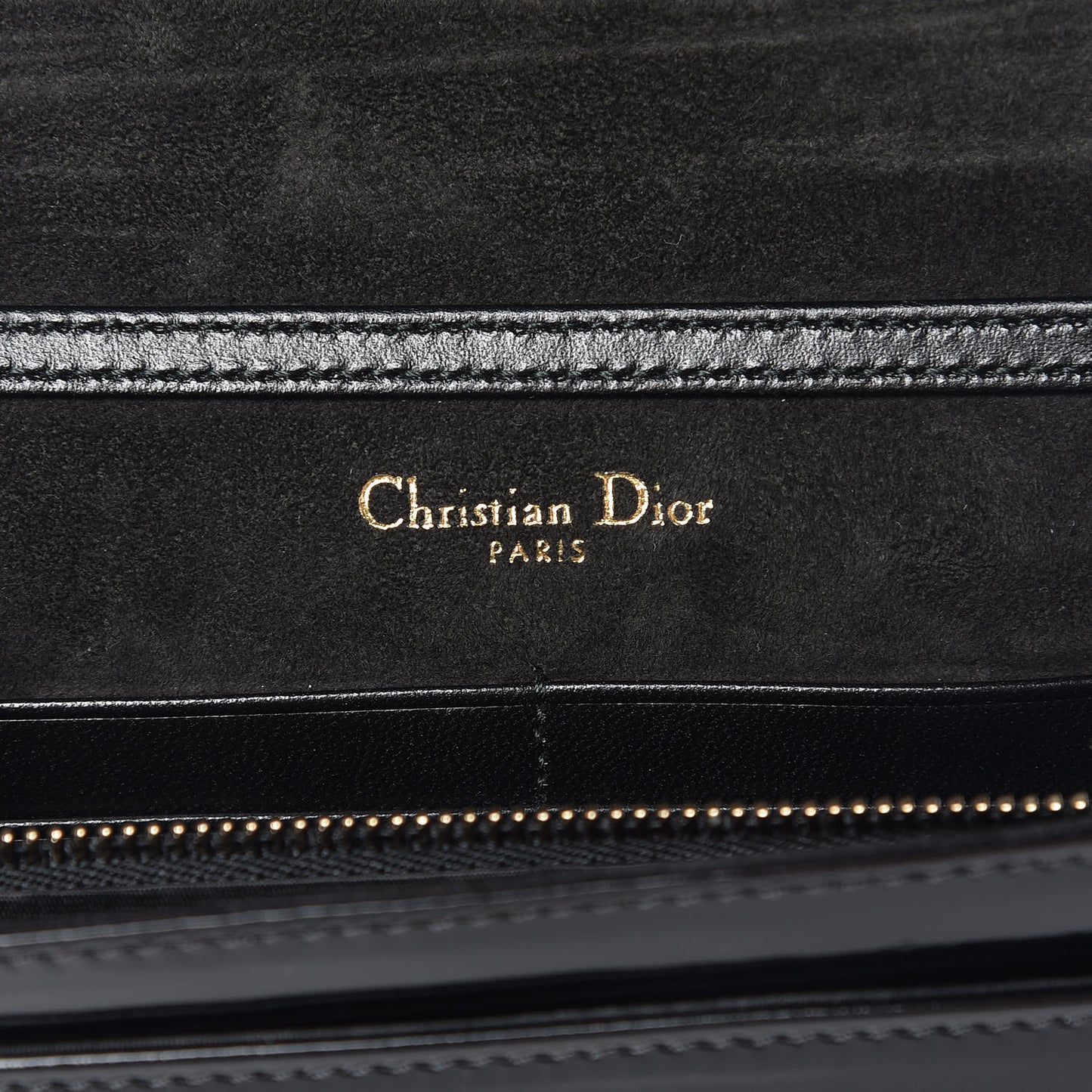 Patent Studded Diorama Wallet on Chain Pouch Black