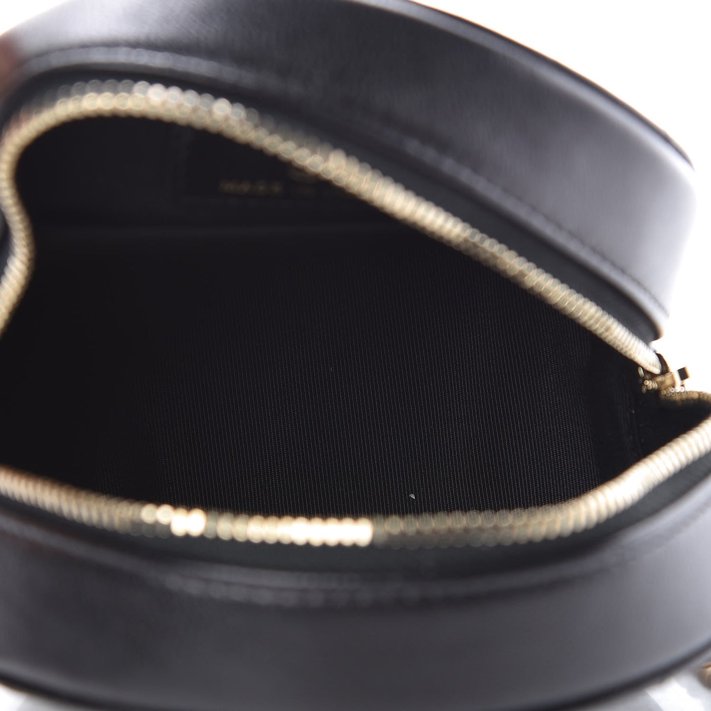 Calfskin Quilted Egyptian Amulet Round Clutch With Chain Black