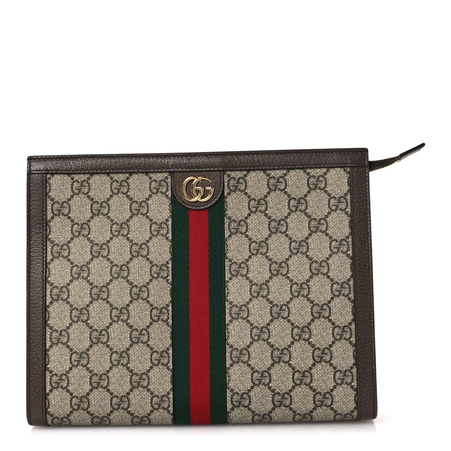 GG Supreme Monogram Web Ophidia Pouch Brown