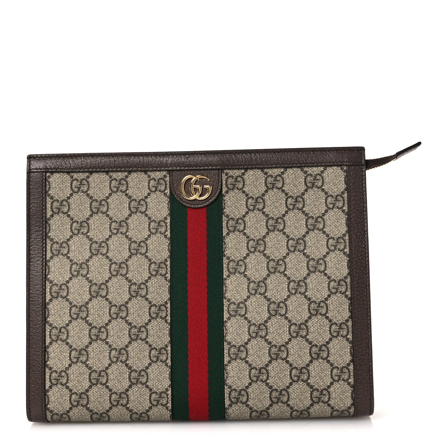 Gucci GG Supreme Monogram Web Ophidia Pouch Brown 1 of 13