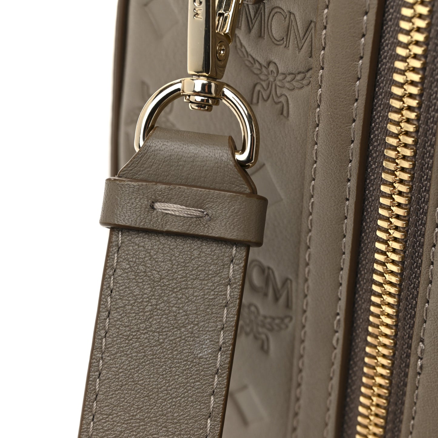 Calfskin Ottomar Monogram Essential Boston Bag Dove Grey