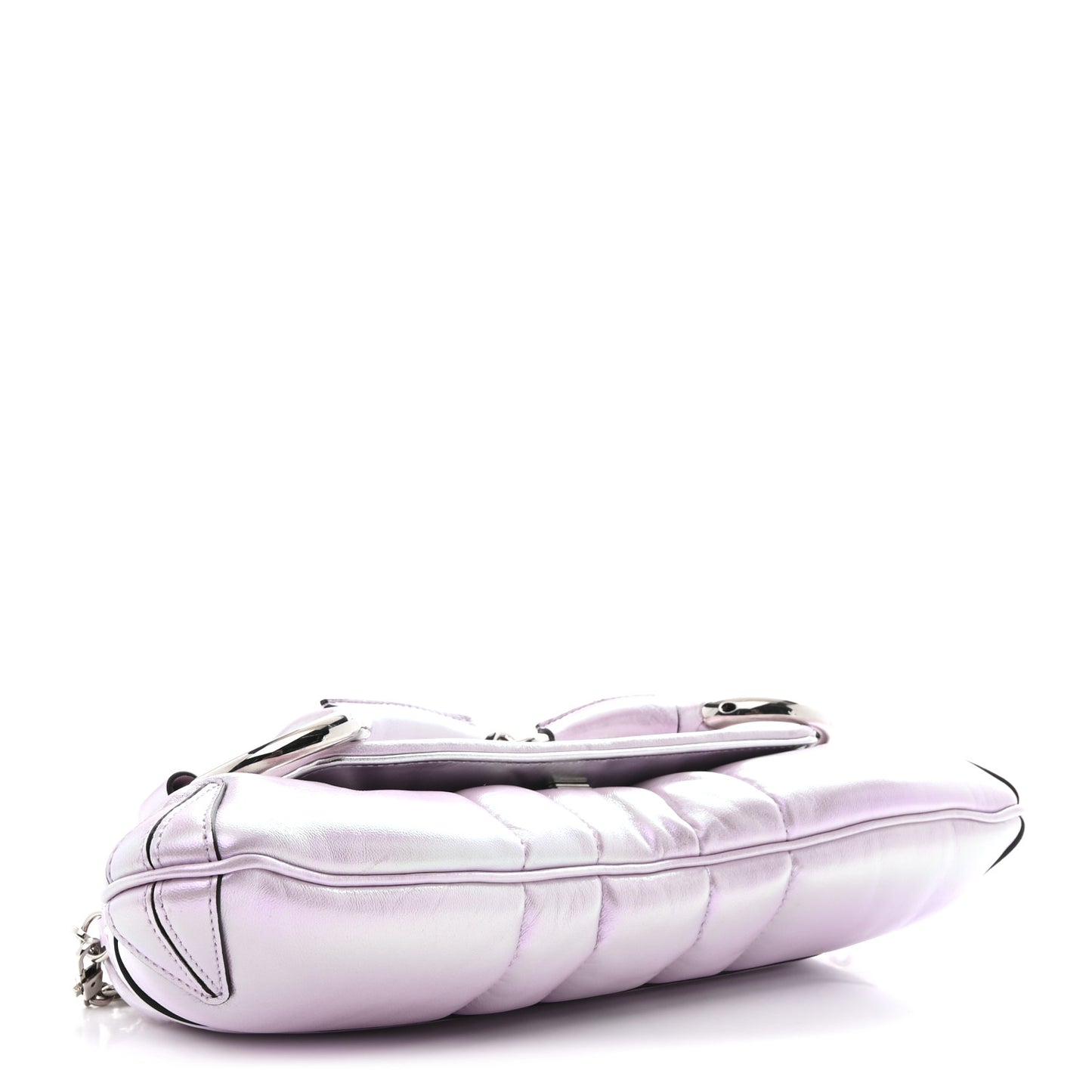 Iridescent Nappa Vertical Matelasse Medium Maxi Horsebit Chain Shoulder Bag Escape Pink