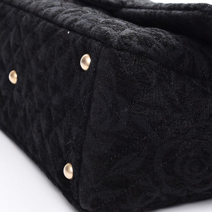 Chanel Velvet Camellia Stamped XXL Travel Flap Bag Black 9 of 9