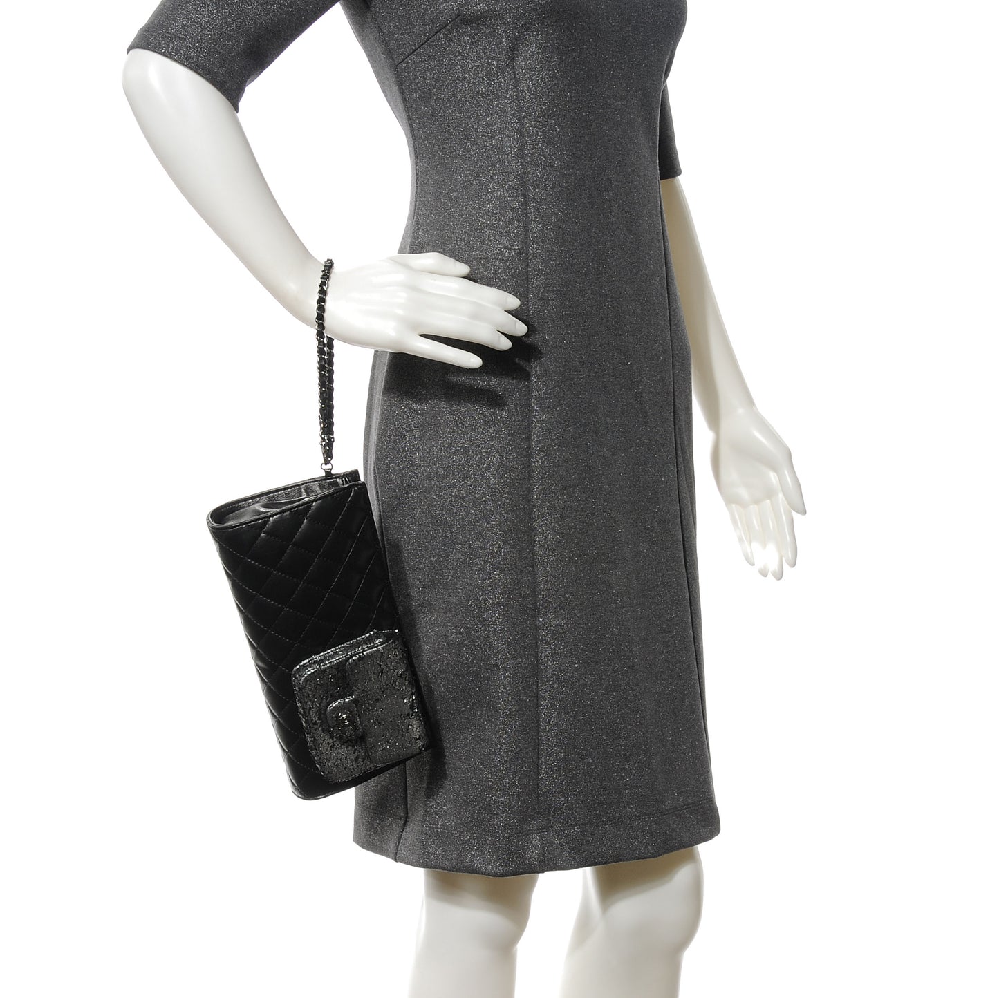 Lambskin Mineral Nights Pochette Wristlet Silver Black