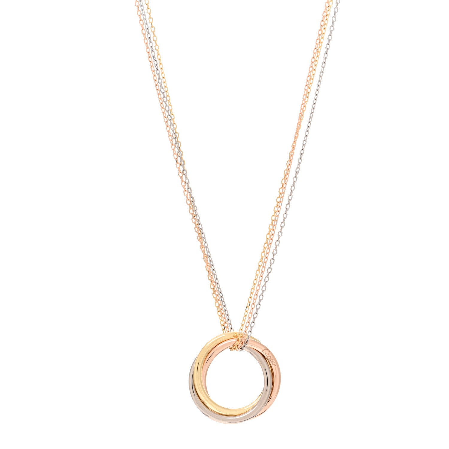 Cartier 18K Pink Yellow White Gold Trinity Triple Chain Pendant Necklace 1 of 5
