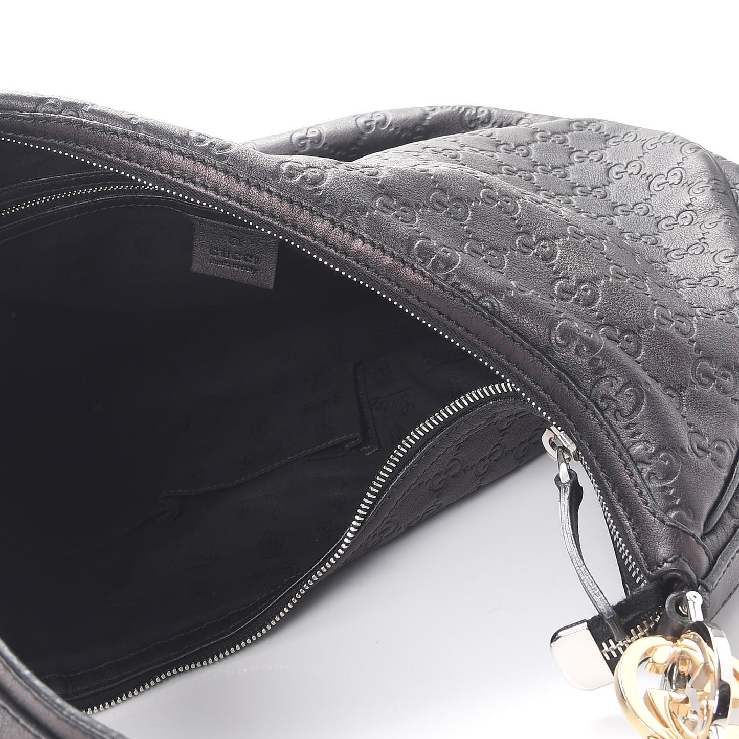 Guccissima Large GG Twins Hobo Black