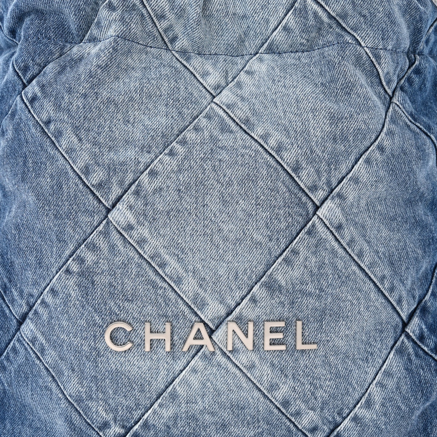 Denim Quilted Small Chanel 22 Blue